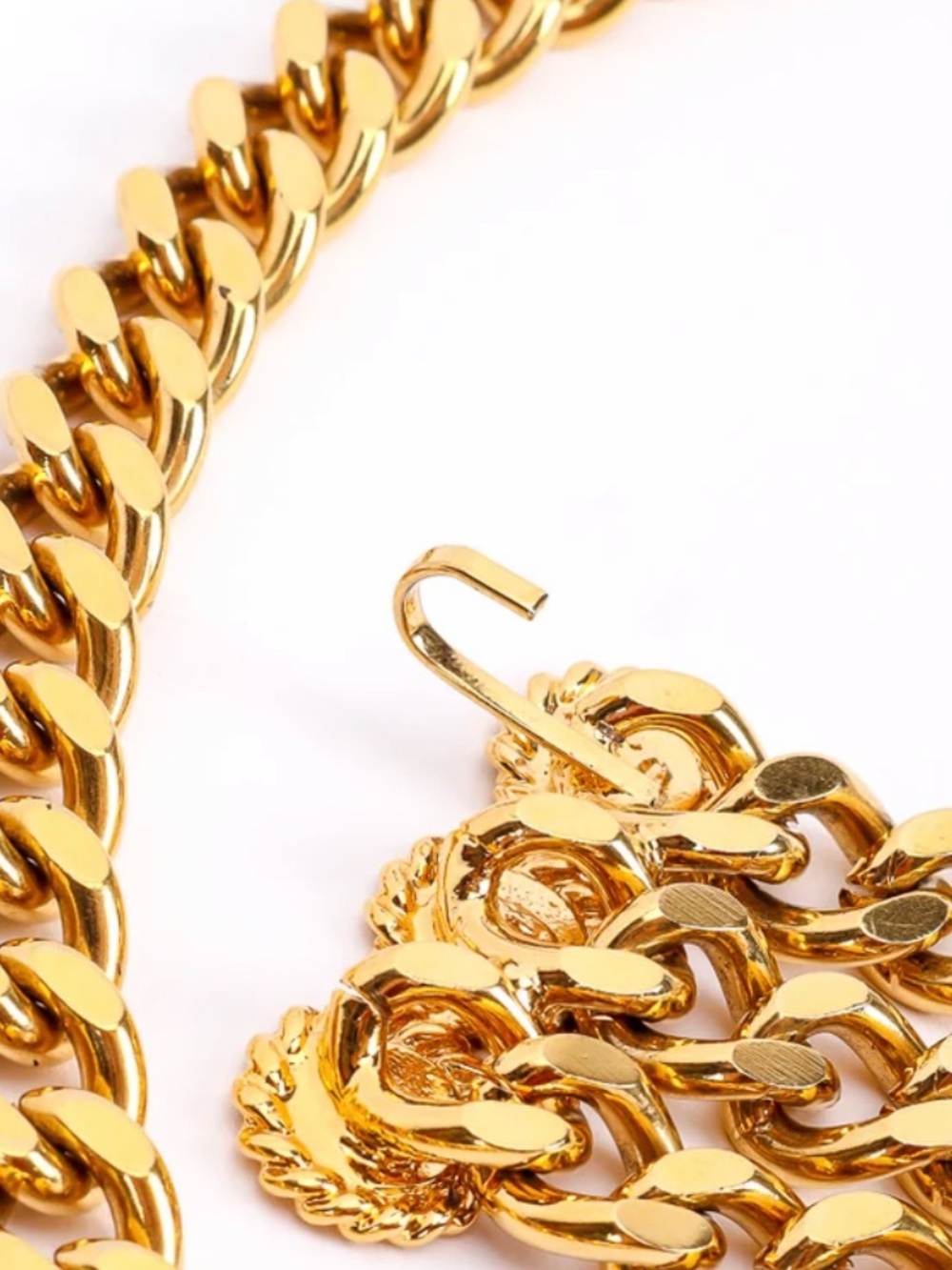 St. John Iconic Gold Triple-Drape Three-Strand Logo Medallion Chain Belt - Picture 3 of 15